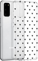 iMoshion Hoesje Geschikt voor Samsung Galaxy S20 Hoesje Siliconen - iMoshion Design hoesje - Transparant / Zwart / Hearts All Over Black