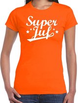 Super juf cadeau t-shirt oranje voor dames XS