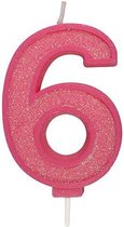 Sparkle Pink Numeral Candle 6