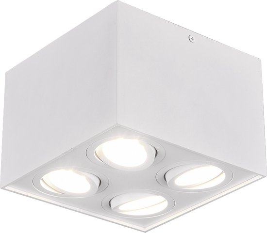 LED Plafondspot - Trion Bisqy - GU10 Fitting - 4-lichts - Vierkant - Mat - Aluminium
