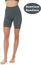 Brubeck Sport Short Seamless GYM - Dames Sportbroek Kort Naadloos - Functioneel Elegant en Stijlvol - Groen XL