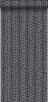 ESTAhome behang grof breisel zwart - 148345 - 53 x 1005 cm