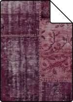 Proefstaal ESTAhome behang Marrakech kelim patchwork tapijt bordeaux rood - 148653 - 26,5 x 21 cm