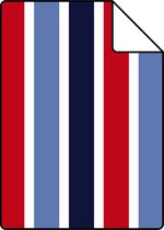 Proefstaal ESTAhome behangpapier verticale strepen donkerblauw, rood en wit - 138705 - 26,5 x 21 cm