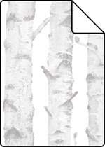 Proefstaal ESTAhome behang berken boomstammen zilver en wit - 138944 - 26,5 x 21 cm