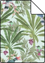 Proefstaal ESTAhome behang tropische jungle bladeren mintgroen en jungle groen - 139189 - 26,5 x 21 cm