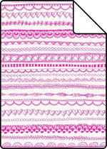 Proefstaal ESTAhome behang kanten linten fuchsia roze - 138840 - 26,5 x 21 cm