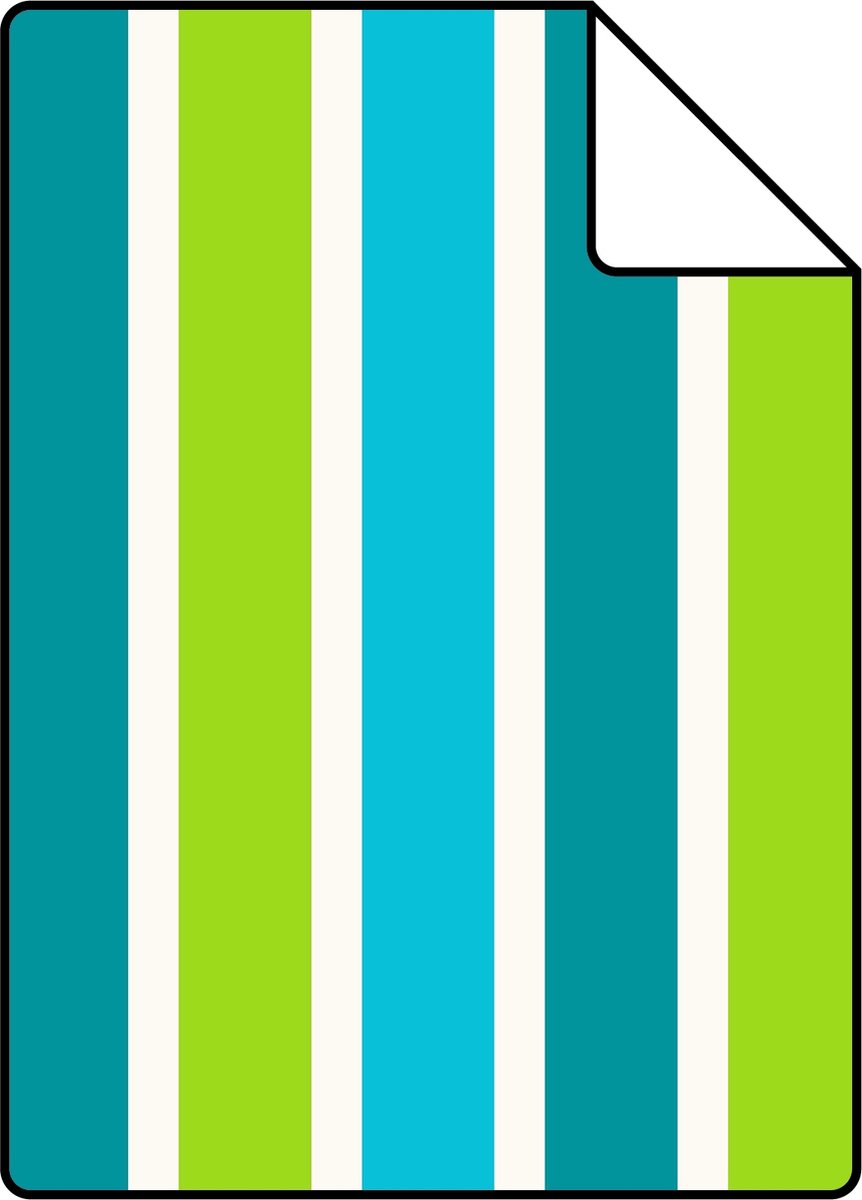 Proefstaal ESTAhome behang strepen turquoise en limegroen - 26.5 x 21 cm - 115817-S