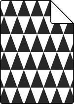 Proefstaal ESTAhome behangpapier grafische driehoeken zwart en mat wit - 128845 - 26,5 x 21 cm