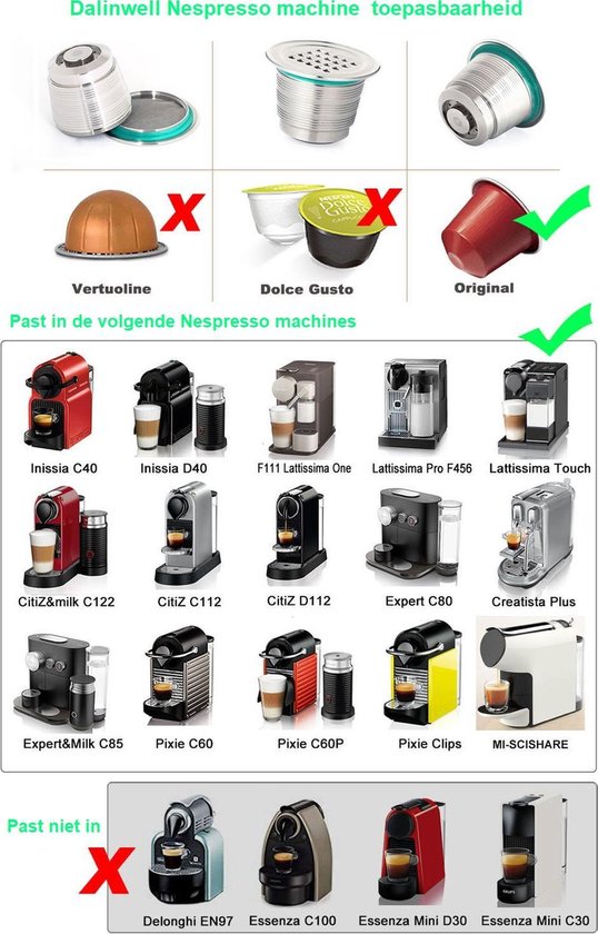 Herbuikbare Nespresso capsule set van 2 capsules - Hervulbare Nespresso  capsule -... | bol.com