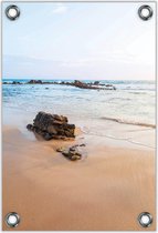 Tuinposter –Rotsen bij Strand en Zee– 100x150  Foto op Tuinposter (wanddecoratie voor buiten en binnen)