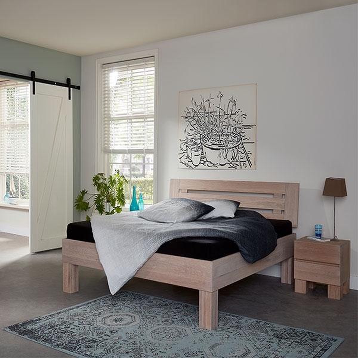 Bed Box Wonen Massief eiken houten bed Gabrovo Premium 180x220 cm Natuur geolied