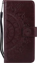 Shop4 - iPhone SE (2022) / SE (2020) / 8 / 7 Hoesje - Wallet Case Mandala Patroon Donker Bruin