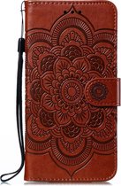 Samsung Galaxy M21 Hoesje - Bloemen Book Case - Bruin