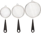 Kleine keukenzeefjes set 3 stuks met handvat - 7 cm - 8 cm - 9 cm