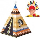 Speelgoed indianen wigwam tipi tent 130 cm - Inclusief indianen tooi voor kinderen