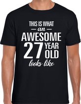 Awesome 27 year - geweldig 27 jaar cadeau t-shirt zwart heren -  Verjaardag cadeau XL