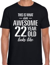 Awesome 22 year / 22 jaar cadeau t-shirt zwart heren L