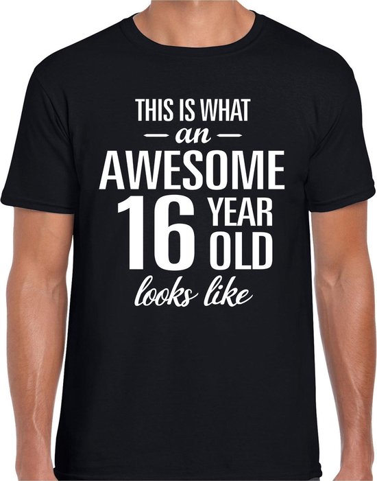 Awesome 16 year - geweldig 16 jaar cadeau t-shirt zwart heren - Verjaardag cadeau M