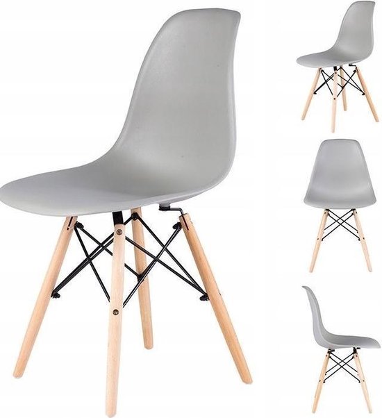 tegel preambule Rendezvous Eetkamer stoelen - set van 4 stuks - Scandinavisch design - grijs | bol.com