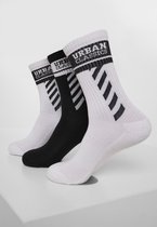 Urban Classics Sokken -47/50- Sporty Logo 3-Pack Wit/Zwart