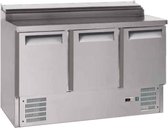 Gastro-Inox 3-deurs RVS saladette, met 8x GN1/6 prepareer unit