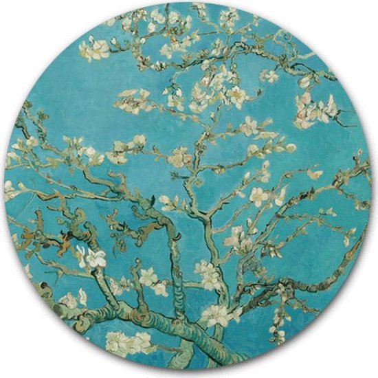 Ronde muursticker Amandelbloesem | Vincent van Gogh | 140 cm behangsticker wandcirkel