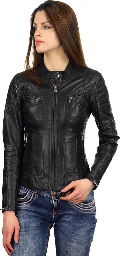 Versano Miami Veste de motard en cuir pour femme Manteau pour femme M