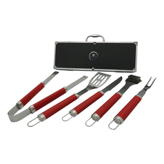 | BBQ Luxe RVS softgrip gereedschapsset 6 delige koffer Gusta BBQ Gereedschapset Kopen? | 6 delig RVS
