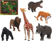 Speelgoed safari jungle dieren figuren 5x stuks variabele afmetingen 17 x 8 cm tot 6 x 7 cm - kunststof wilde dieren