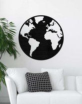 Wereldbol Hout 80 cm Black - Wanddecoratie
