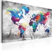 Schilderijen Op Canvas - Schilderij - World Map: Grey Style 120x80 - Artgeist Schilderij