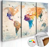 Schilderijen Op Canvas - Afbeelding op kurk - Free as a bird [Cork Map] 60x40 - Artgeist Schilderij