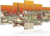 Schilderijen Op Canvas - Schilderij - Parisian sky in orange colour 200x100 - Artgeist Schilderij
