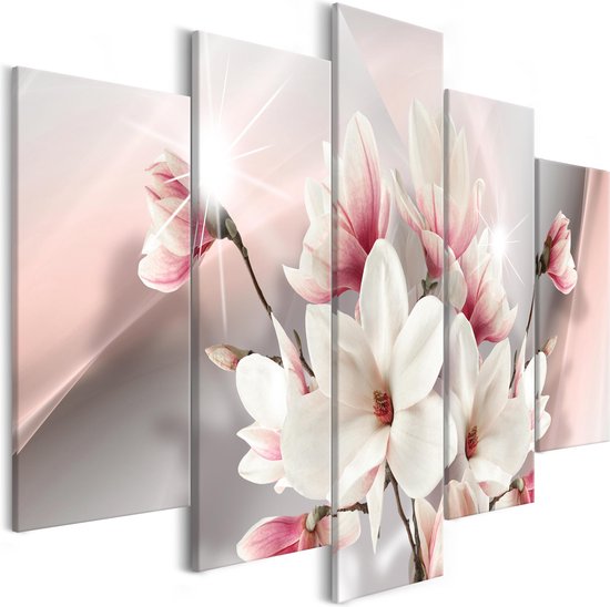 Classificatie zonde bedelaar Schilderijen Op Canvas - Schilderij - Magnolia in Bloom (5 Parts) Wide  225x100 -... | bol.com