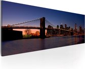 Schilderijen Op Canvas - Schilderij - Brooklyn Brug - panorama 135x45 - Artgeist Schilderij