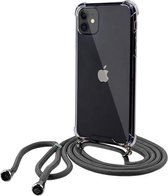 Shock hoesje met zwart koord geschikt voor Apple iPhone 11 met Privacy Glas