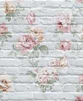 Escapade baksteen/bloem blw/grijs muur (vliesbehang, multicolor)
