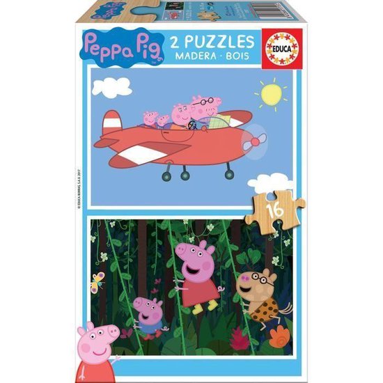 Thumbnail van een extra afbeelding van het spel Educa HOUT: Peppa Pig - 2 x 16 stukjes