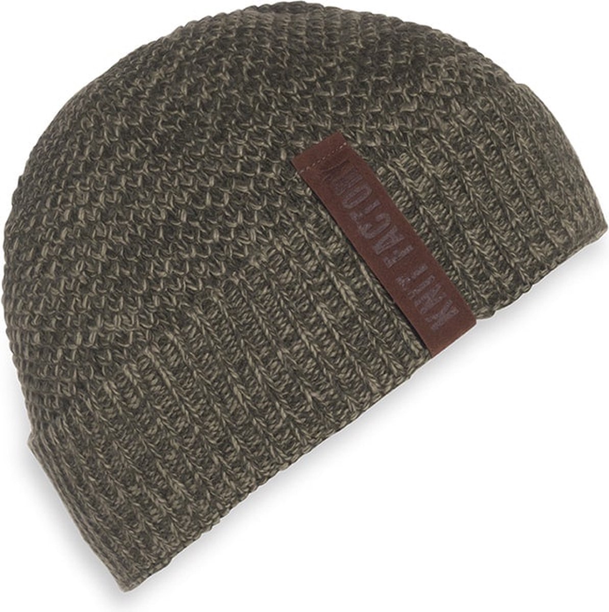 Knit Factory Jazz Gebreide Muts Heren & Dames - Beanie hat - Groen/Olive - Warme groen gemêleerde Wintermuts - Unisex - One Size