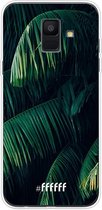 6F hoesje - geschikt voor Samsung Galaxy A6 (2018) -  Transparant TPU Case - Palm Leaves Dark #ffffff