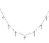 Zilveren halsketting Kruisjes Dames Tieners 45 cm