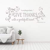 Muursticker Give Thanks -  Zilver -  160 x 64 cm  -  alle muurstickers  woonkamer  engelse teksten  religie - Muursticker4Sale