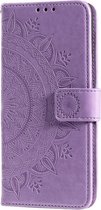 Bloemen Book Case - Huawei P Smart (2020) Hoesje - Paars