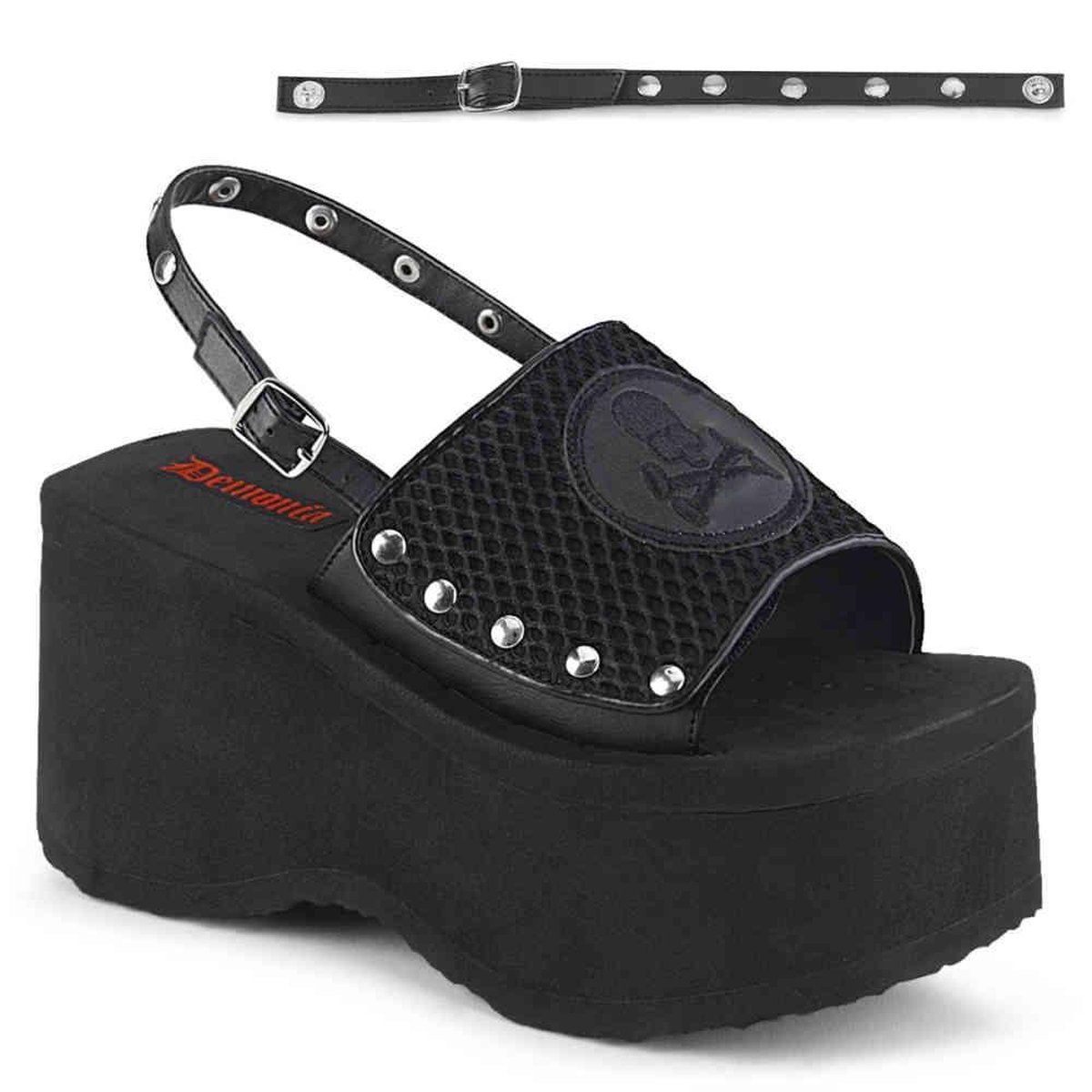 Demonia Sandaal met enkelband 38 Shoes FUNN 32 Zwart