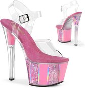 Pleaser Sandaal met enkelband, Paaldans schoenen -37 Shoes- SKY-308OF Paaldans schoenen Transparant/Roze
