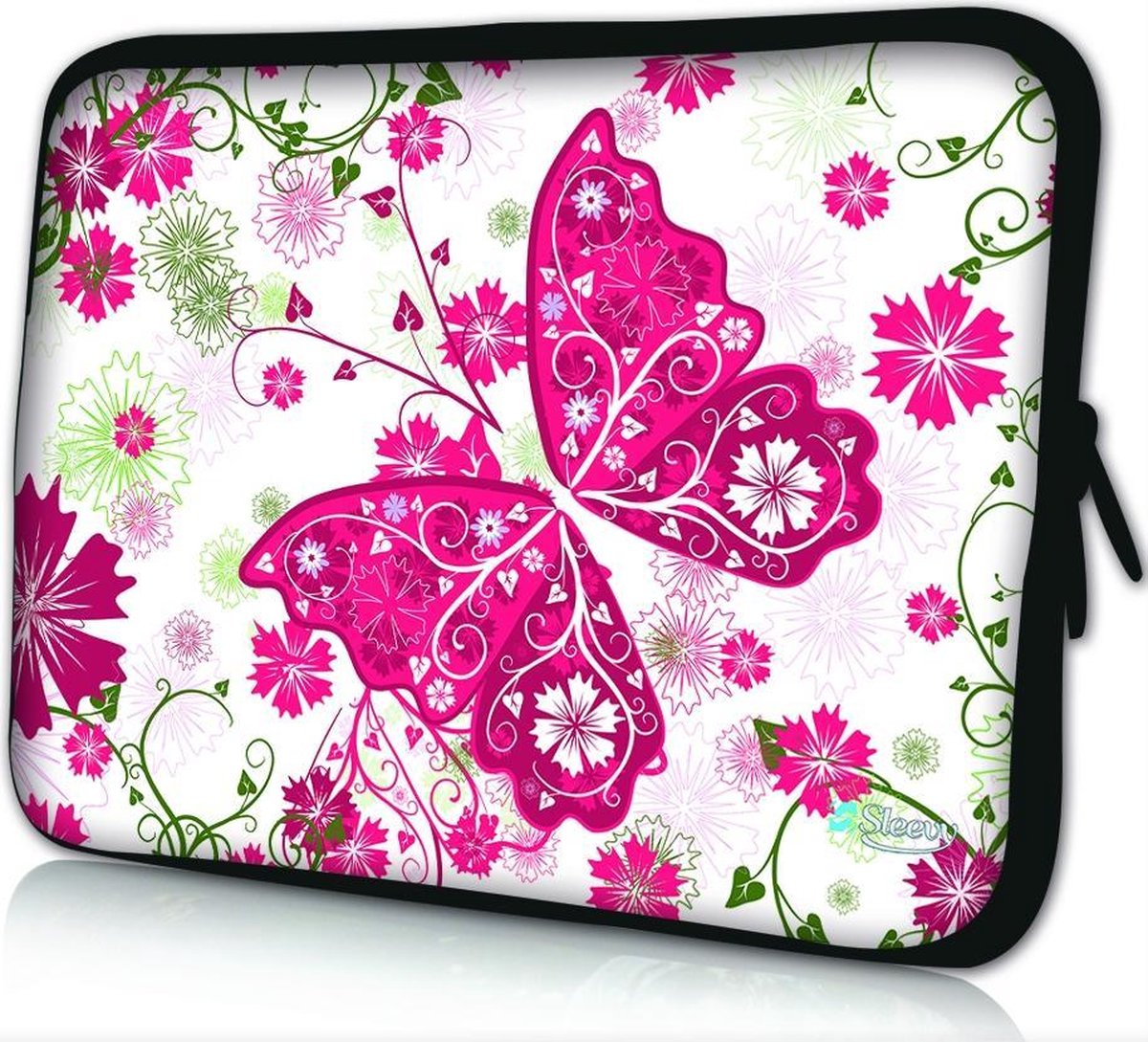 Sleevy 11.6 laptophoes roze vlinder - laptop sleeve - Sleevy collectie 300+ designs