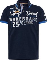 Camp David ® polo van slivergaren met labelapplicaties, donkerblauw