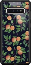 Samsung S10 hoesje glass - Fruit / Sinaasappel | Samsung Galaxy S10 case | Hardcase backcover zwart