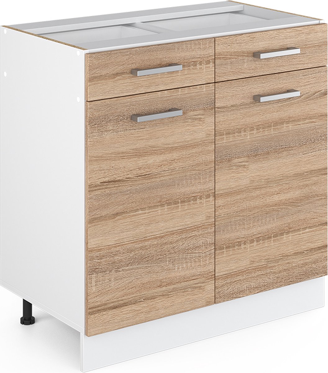 Vicco R-Line Universele onderkast – 80 cm met laden en deuren, zonder werkblad Sonoma